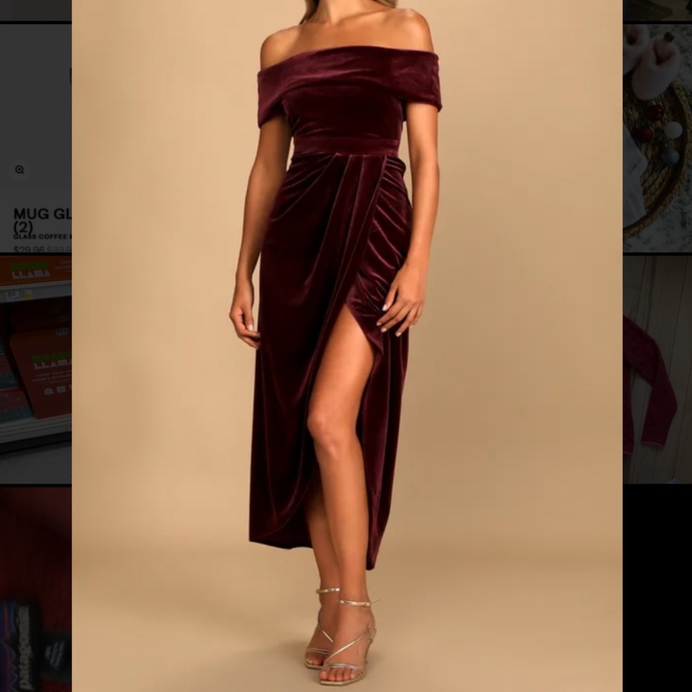 Lulus velvet off the shoulder dress
